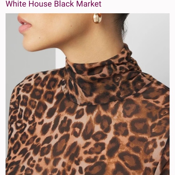 White House Black Market Tops - White House Black Market Sheer Animal Print Long Sleeve top- excellent condition